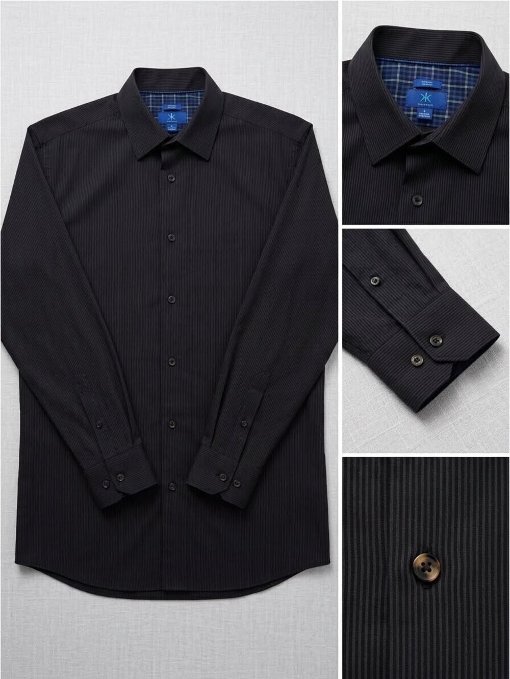 Egara Men's Non-Iron Slim Fit Black Dress Shirt Size Large